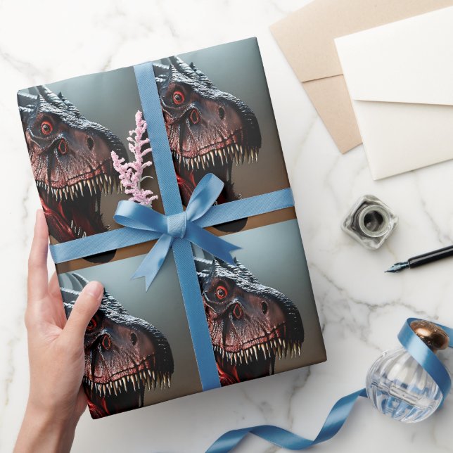 Tyrannosaurus Rex Beängstigendes Gesicht, Packpapi Geschenkpapier (Schenken)