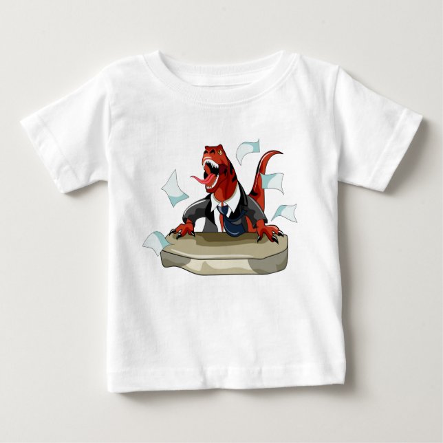 Tyrannosaurus Rex Boss sitzt an einem Schreibtisch Baby T-shirt (Vorderseite)