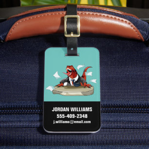 Tyrannosaurus Rex Boss sitzt an einem Schreibtisch Gepäckanhänger