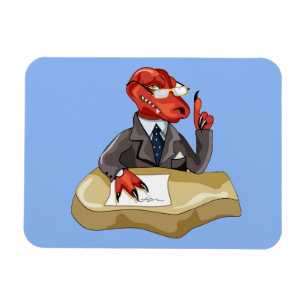 Tyrannosaurus Rex Boss sitzt an einem Schreibtisch Magnet