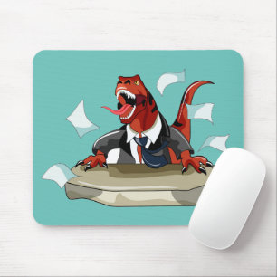 Tyrannosaurus Rex Boss sitzt an einem Schreibtisch Mousepad