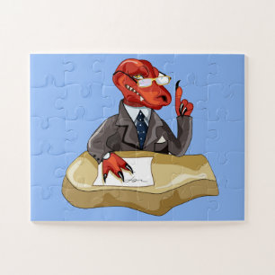 Tyrannosaurus Rex Boss sitzt an einem Schreibtisch Puzzle