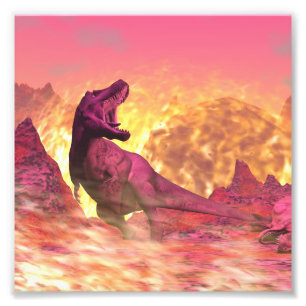 Tyrannosaurus rex, der aufgrund von Meteorit stirb Fotodruck