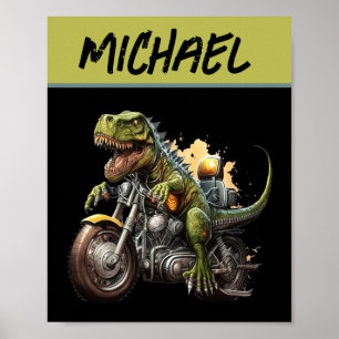 Tyrannosaurus Rex Dinosaur auf einem Motorrad Poster