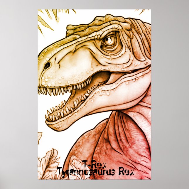 Tyrannosaurus Rex Dinosaur on Bedroom Wall Poster (Vorne)