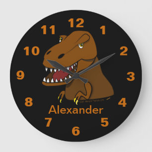 Tyrannosaurus Rex Dinosaur Personalized Name Clock Große Wanduhr