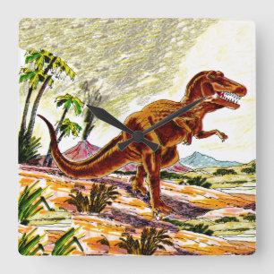 Tyrannosaurus Rex Dinosaur Quadratische Wanduhr