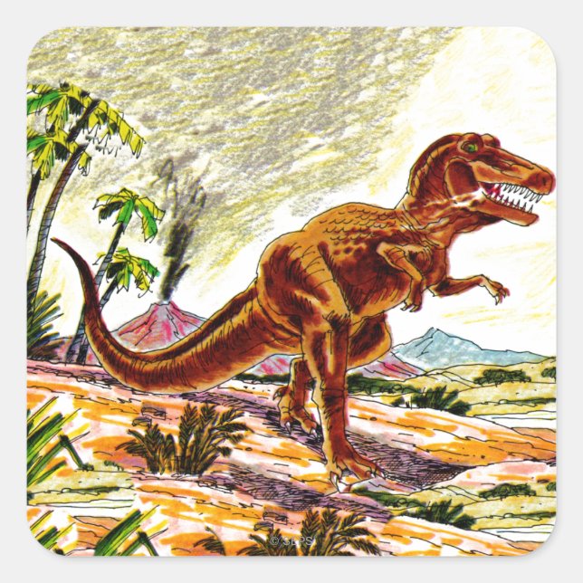 Tyrannosaurus Rex Dinosaur Quadratischer Aufkleber (Vorderseite)