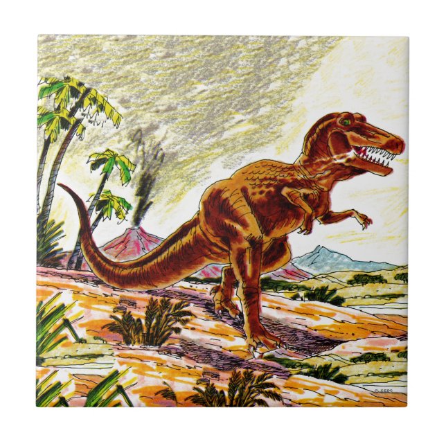 Tyrannosaurus Rex Dinosaurier Fliese (Vorderseite)