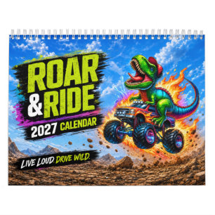 Tyrannosaurus Rex Dinosaurier & Monster Truck 2027 Kalender