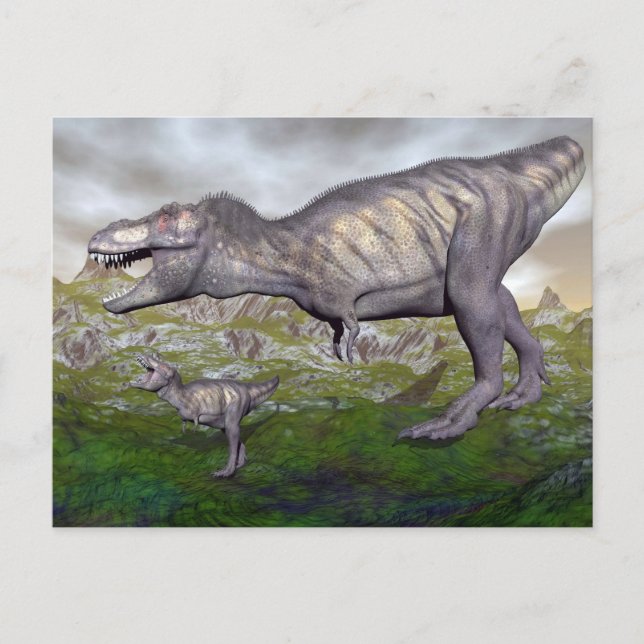 Tyrannosaurus rex dinosaurier mum und baby-3D rend Postkarte (Vorderseite)