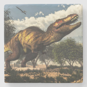 Tyrannosaurus rex Dinosaurier und seine Eier Steinuntersetzer