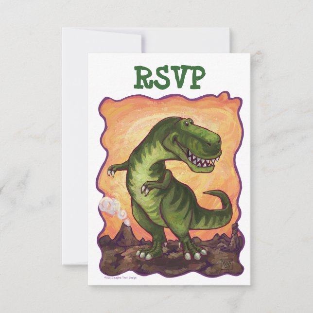 Tyrannosaurus Rex Party Center RSVP Card (Vorderseite)