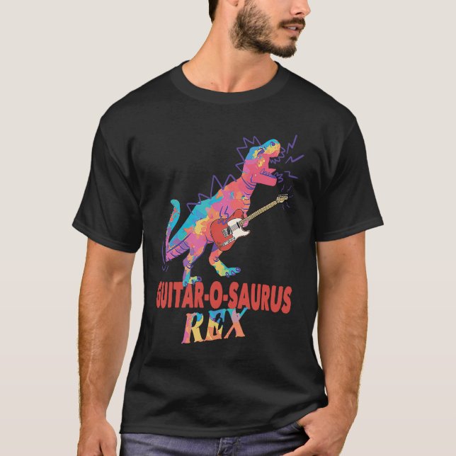 Tyrannosaurus Rex Rock Guitar O Saurus Rex T-Shirt (Vorderseite)