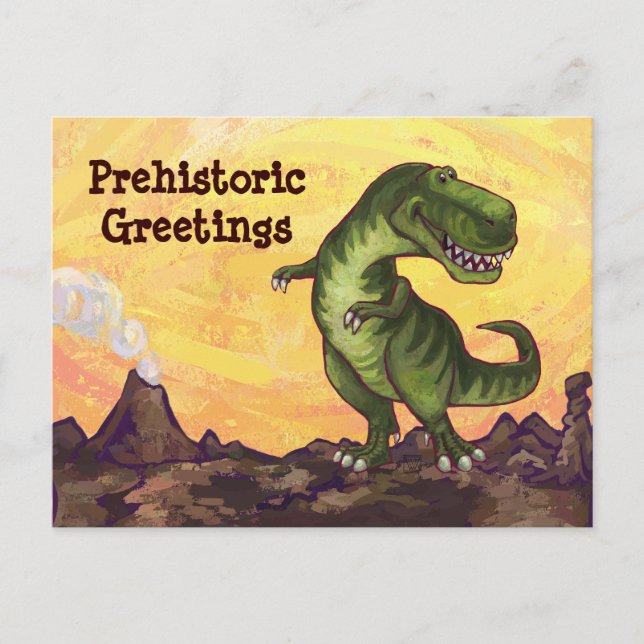 Tyrannosaurus Rex schrieb Zeug Postkarte (Vorderseite)