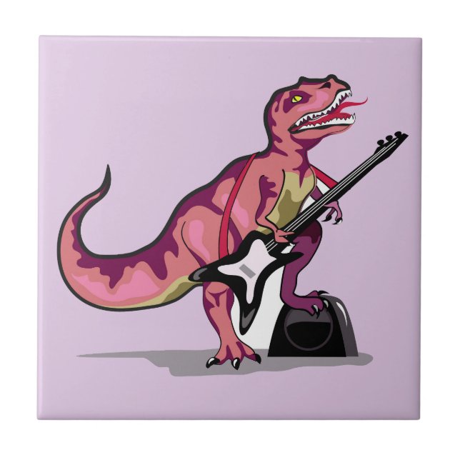 Tyrannosaurus Rex spielt Gitarre. Fliese (Vorderseite)