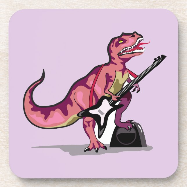 Tyrannosaurus Rex spielt Gitarre. Getränkeuntersetzer (Vorderseite)