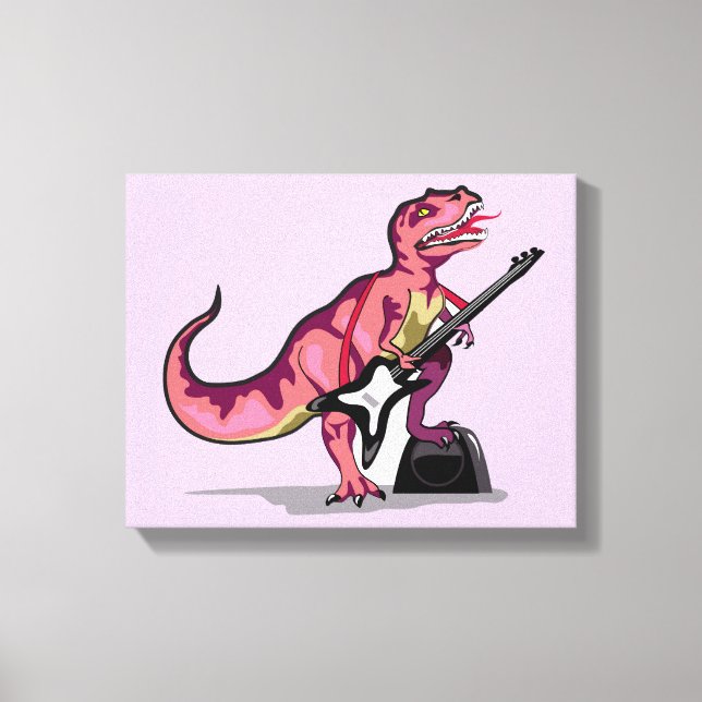 Tyrannosaurus Rex spielt Gitarre. Leinwanddruck (Vorderseite)