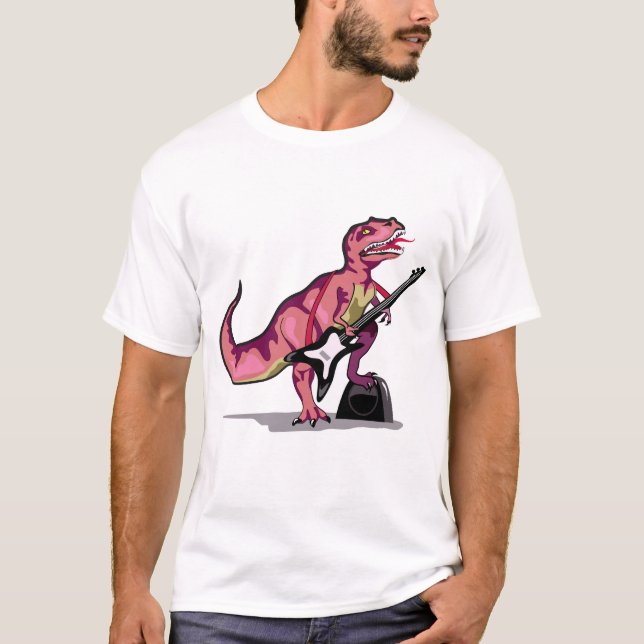 Tyrannosaurus Rex spielt Gitarre. T-Shirt (Vorderseite)