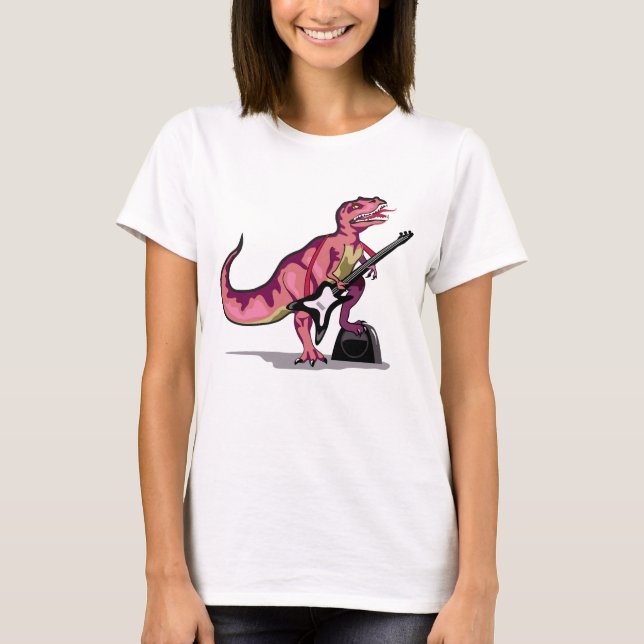 Tyrannosaurus Rex spielt Gitarre. T-Shirt (Vorderseite)