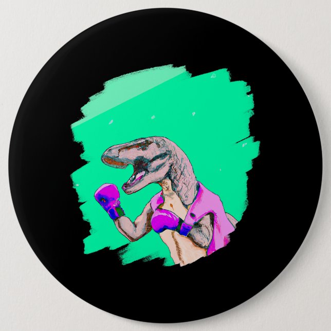 Tyrannosaurus Rex T Rex Boxing Cooler Funny Dinosa Button (Vorderseite)