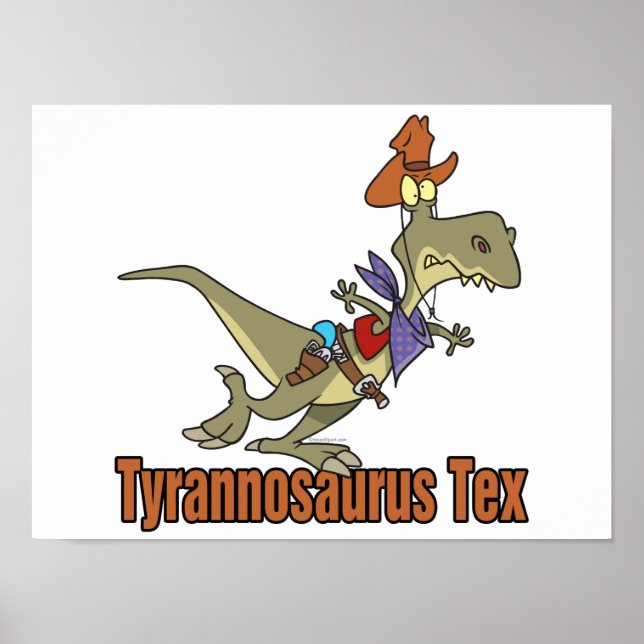 Tyrannosaurus rex tex Cowboy Dinosaurier Poster (Vorne)