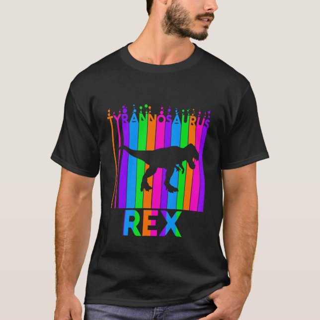 Tyrannosaurus Rex Tierrainbow-Blase mit Silho T-Shirt (Vorderseite)