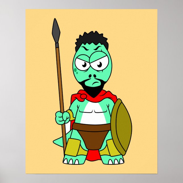 Tyrannosaurus Rex verkleidet als Leonidas. Poster (Vorne)