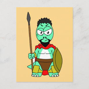 Tyrannosaurus Rex verkleidet als Leonidas. Postkarte