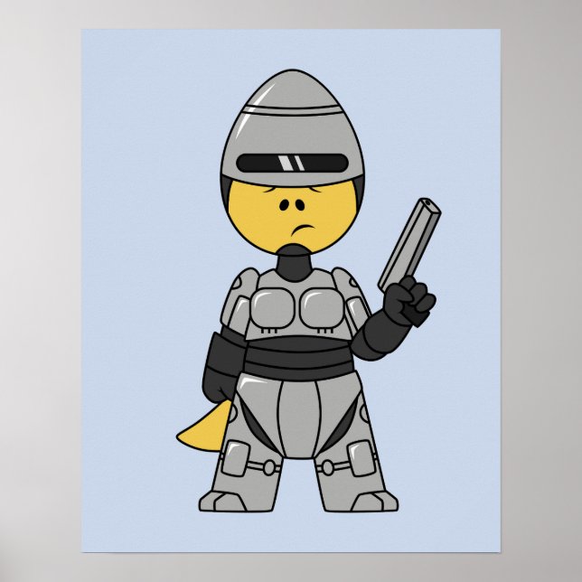 Tyrannosaurus Rex verkleidet als Robocop. Poster (Vorne)