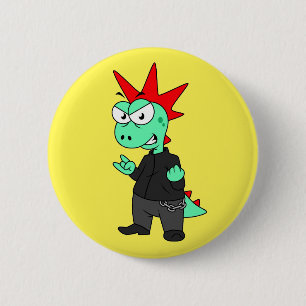 Tyrannosaurus Rex verkleidete sich als Punk. Button