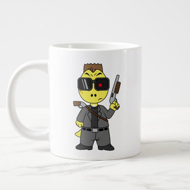 Tyrannosaurus Rex verkleidete sich als Terminator. Jumbo-Tasse (Links)