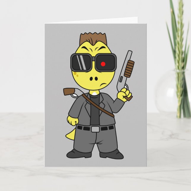 Tyrannosaurus Rex verkleidete sich als Terminator. Karte (Vorderseite)