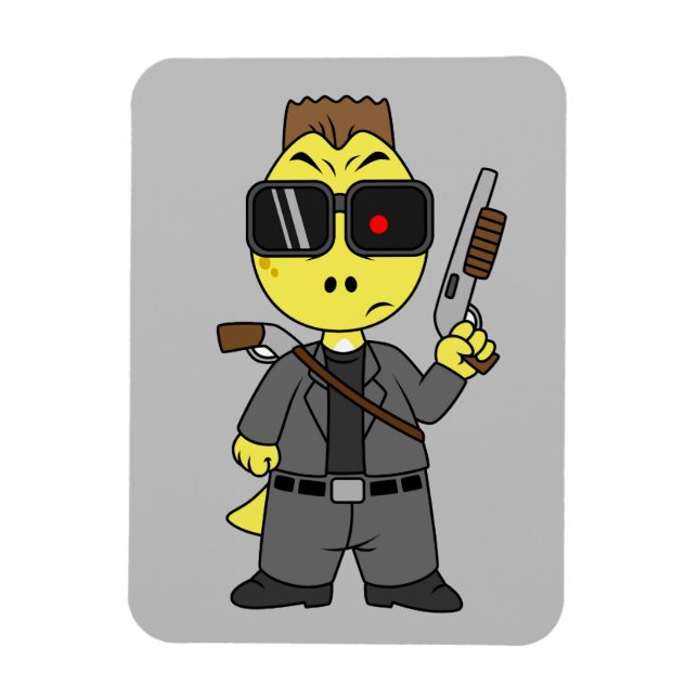 Tyrannosaurus Rex verkleidete sich als Terminator. Magnet (Vertikal)