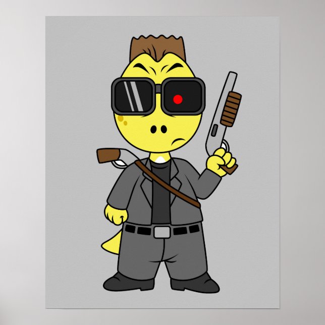 Tyrannosaurus Rex verkleidete sich als Terminator. Poster (Vorne)
