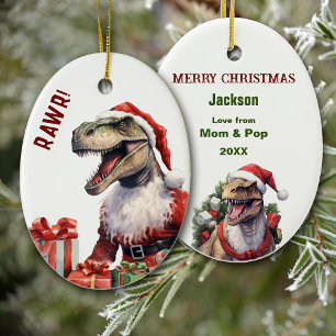 Tyrannosaurus Santa Claus Weihnachten Keramik Ornament