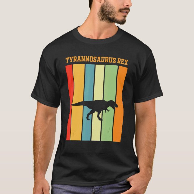 Tyrannosaurus Shadow-Silhouette in Retro-Farben T-Shirt (Vorderseite)
