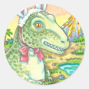 TYRANNOSAURUS, SÜßER T-REX, OSTERHASEN-DINO RUNDER AUFKLEBER