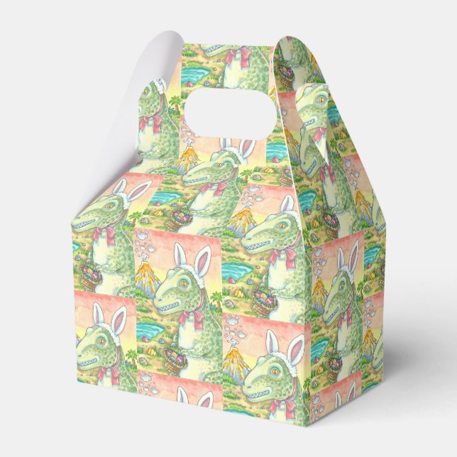 TYRANNOSAURUS T-REX EASTER BUNNY GABLE FAVOR BOX GESCHENKSCHACHTEL (Vorderseite)