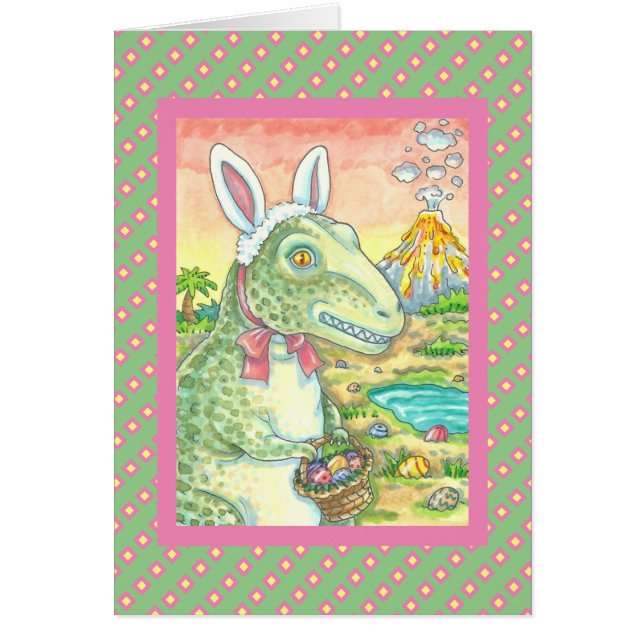 TYRANNOSAURUS T REX EASTER BUNNY GREETCARD Ver (Vorne)