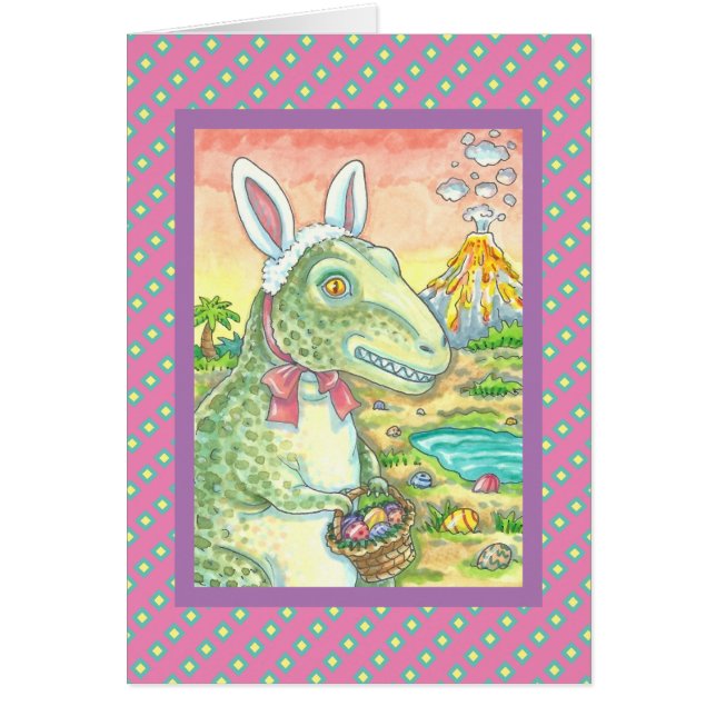 TYRANNOSAURUS T REX EASTER BUNNY NOTE CARD Verse (Vorne)