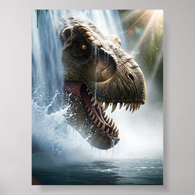 Tyrannosaurus T Rex in einem Wasserfall Poster (Vorne)