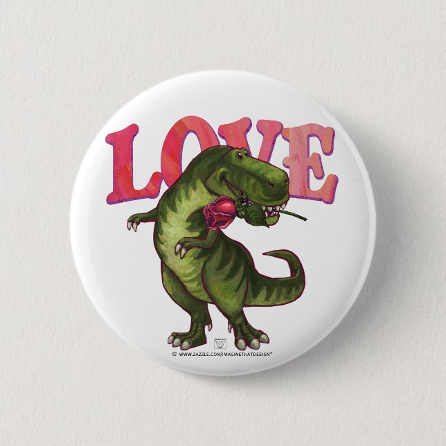 Tyrannosaurus Valentinstag Button (Vorderseite)