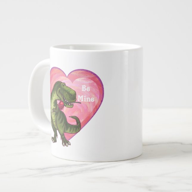 Tyrannosaurus Valentinstag Jumbo-Tasse (Vorderseite Links)