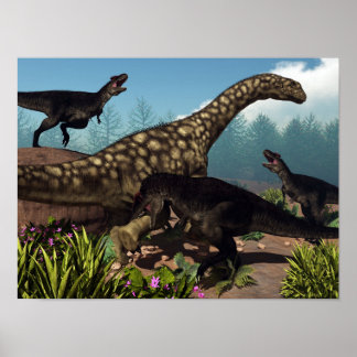 Tyrannotitan attackiert einen Argentinosaurus-Dino Poster