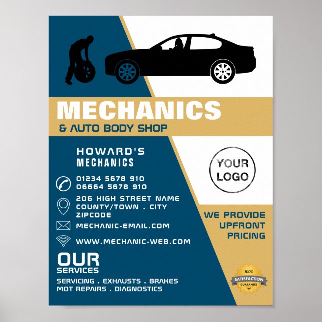 Tyre Change, Auto Mechanic & Repairs Advertising Poster (Vorne)