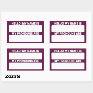 Tyrian Lila Name & Pronoun Labels Rechteckiger Aufkleber