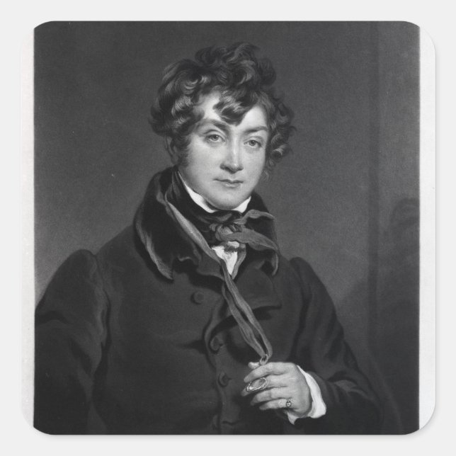 Tyrone Power, eingraviert von James Sands, c.1833 Quadratischer Aufkleber (Vorderseite)
