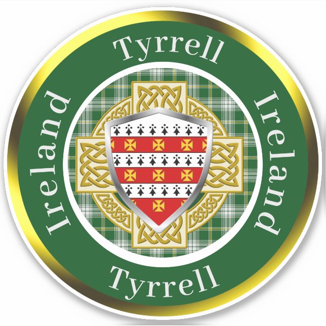 Tyrrell Irish Shield/Celtic Cross Personalisiert Aufkleber (Vorderseite)