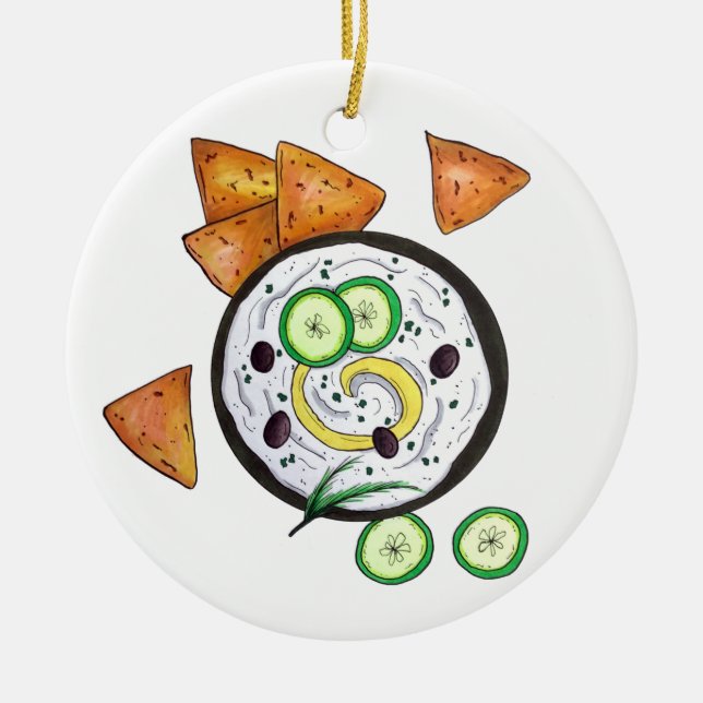 Tzatziki Griechisch Meze Dip Mittelmeer Food Griec Keramik Ornament (Vorne)